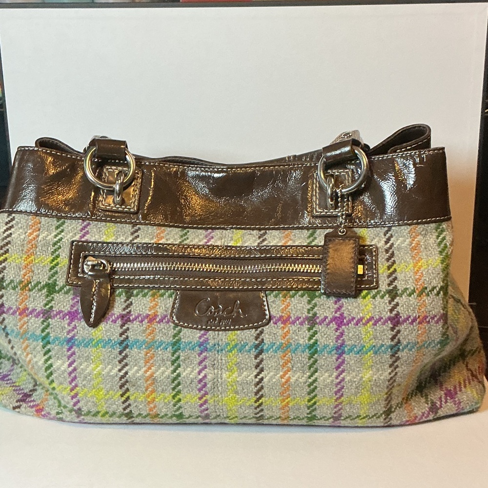 Coach 2010 Penelope Tattersall Plaid Wool Shoulder Bag